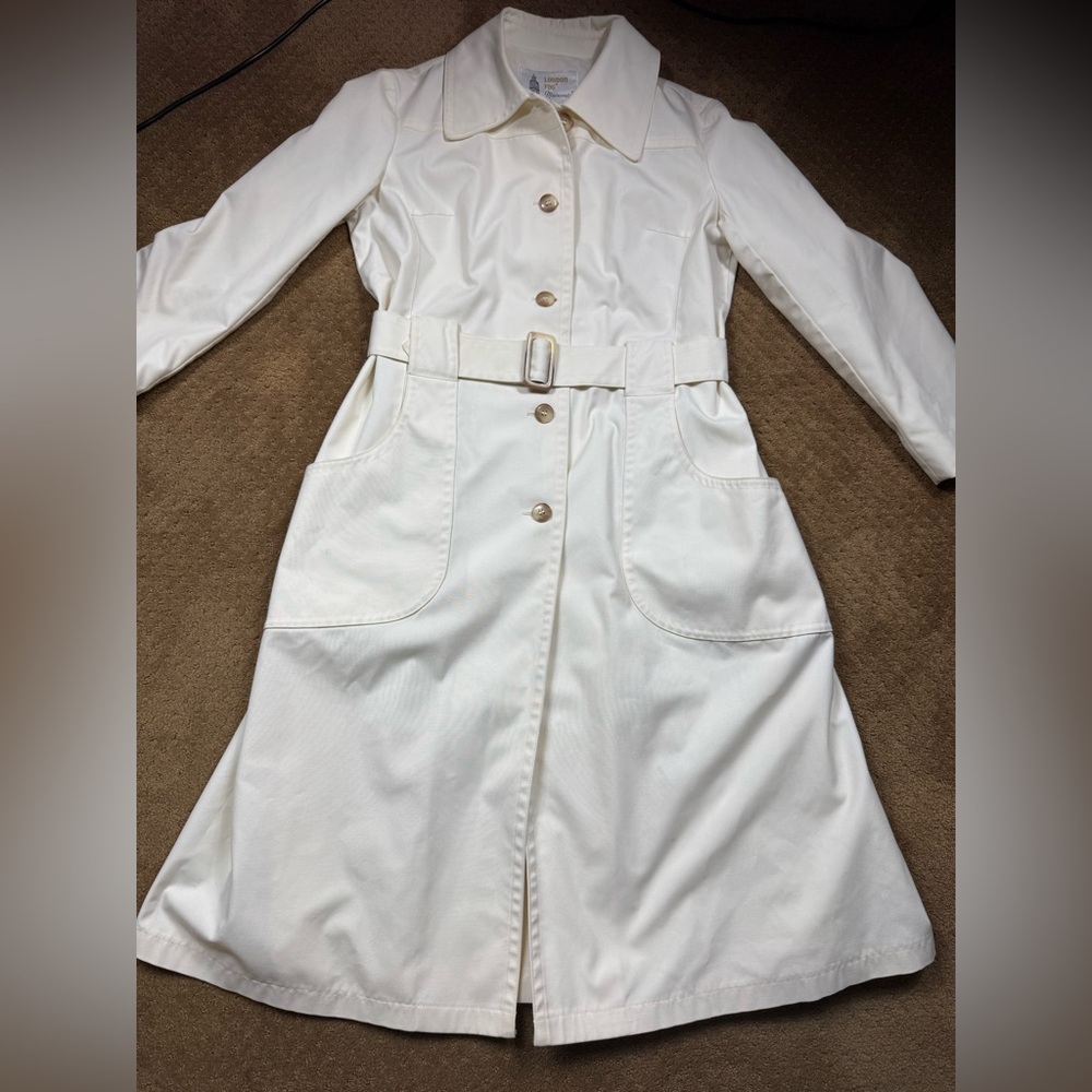 London Fog Cream Belted Trench Coat